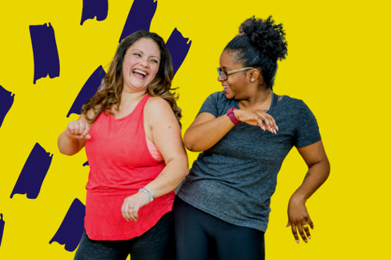 Two ladies dancing