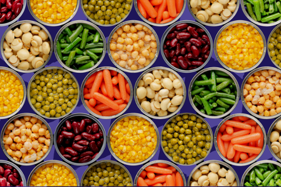 Cans of vegetables
